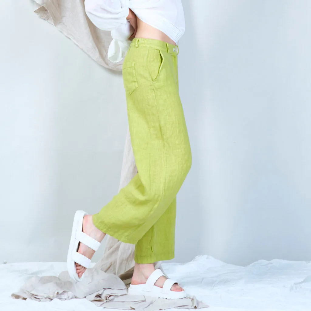 Casual linen pants with solid color wholesale