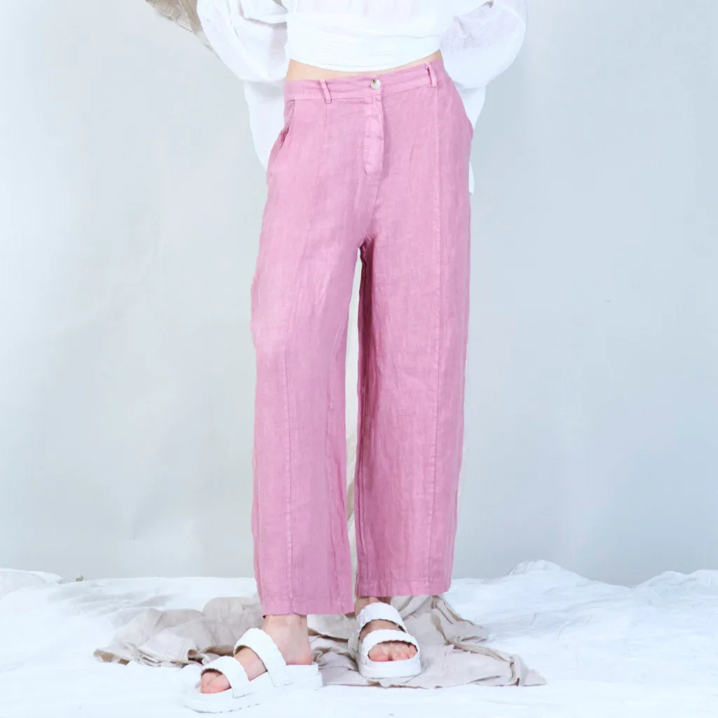 Casual linen pants with solid color wholesale