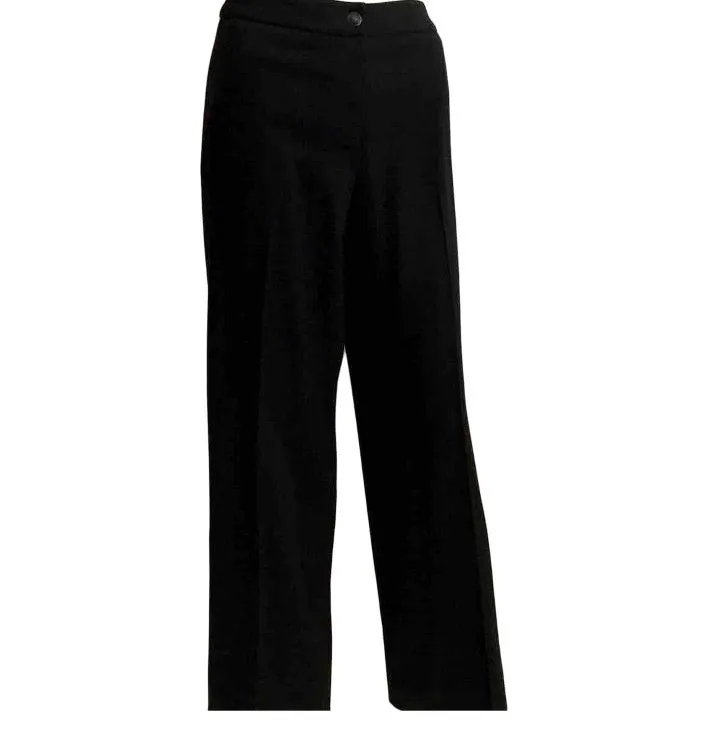 Chanel Black Wide Leg Wool Cashmere Pants Trouser US 8