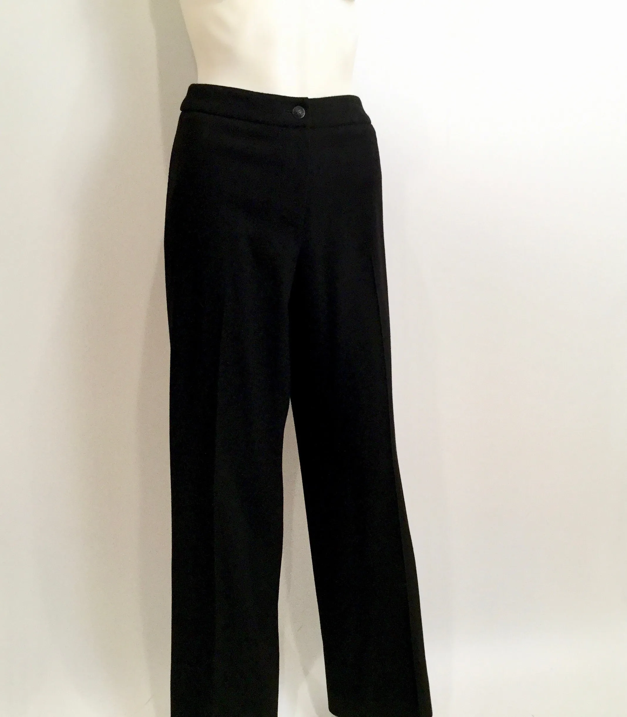 Chanel Black Wide Leg Wool Cashmere Pants Trouser US 8