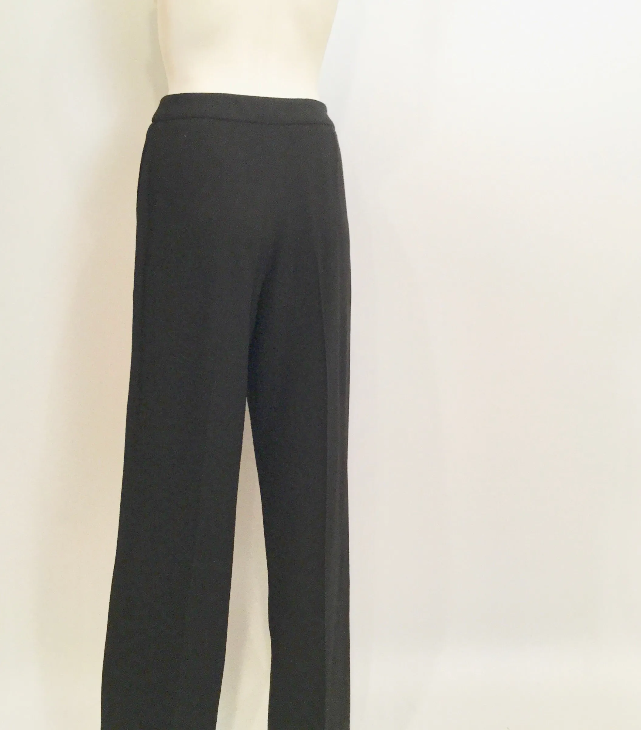 Chanel Black Wide Leg Wool Cashmere Pants Trouser US 8