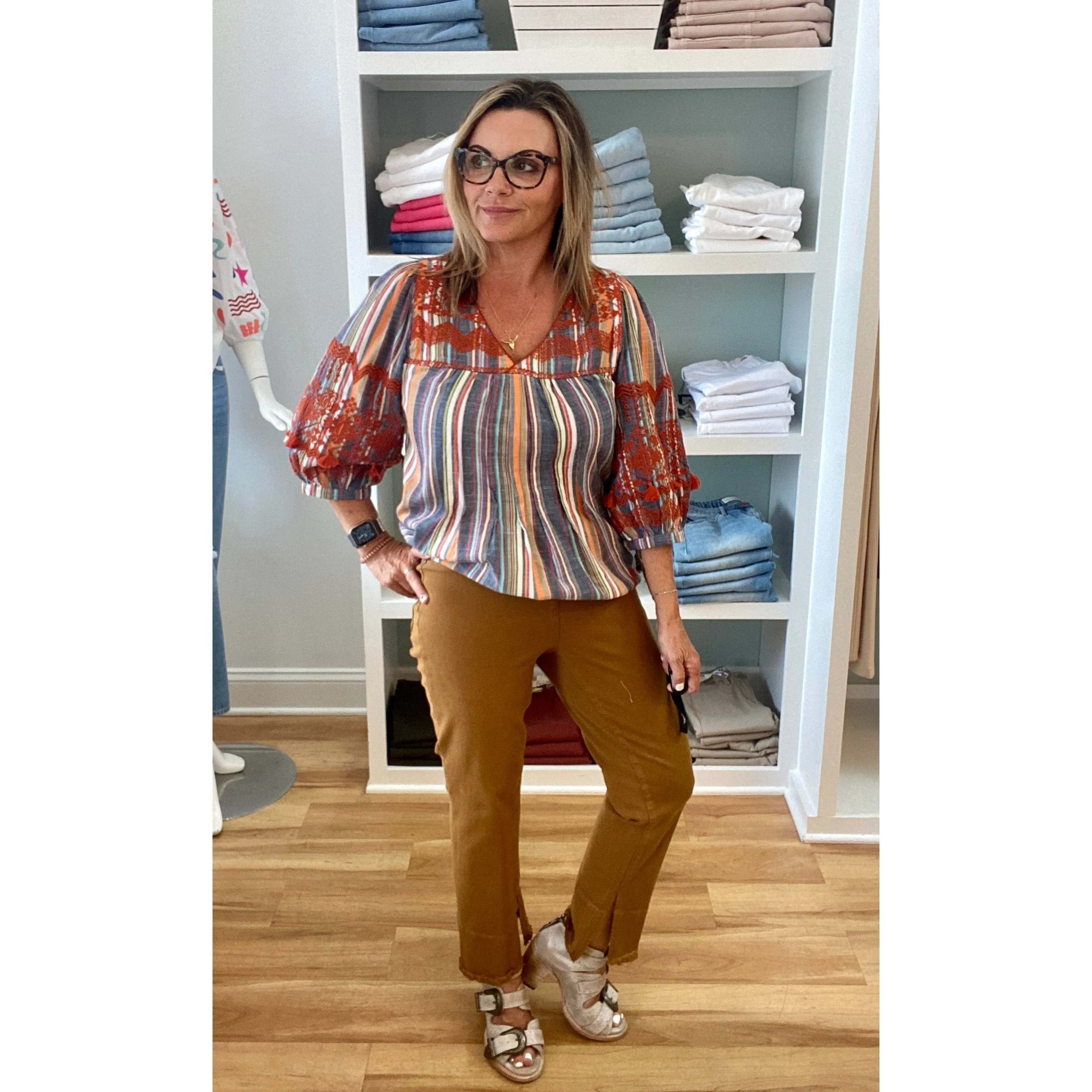 Charlene Pull On Crop - Chestnut