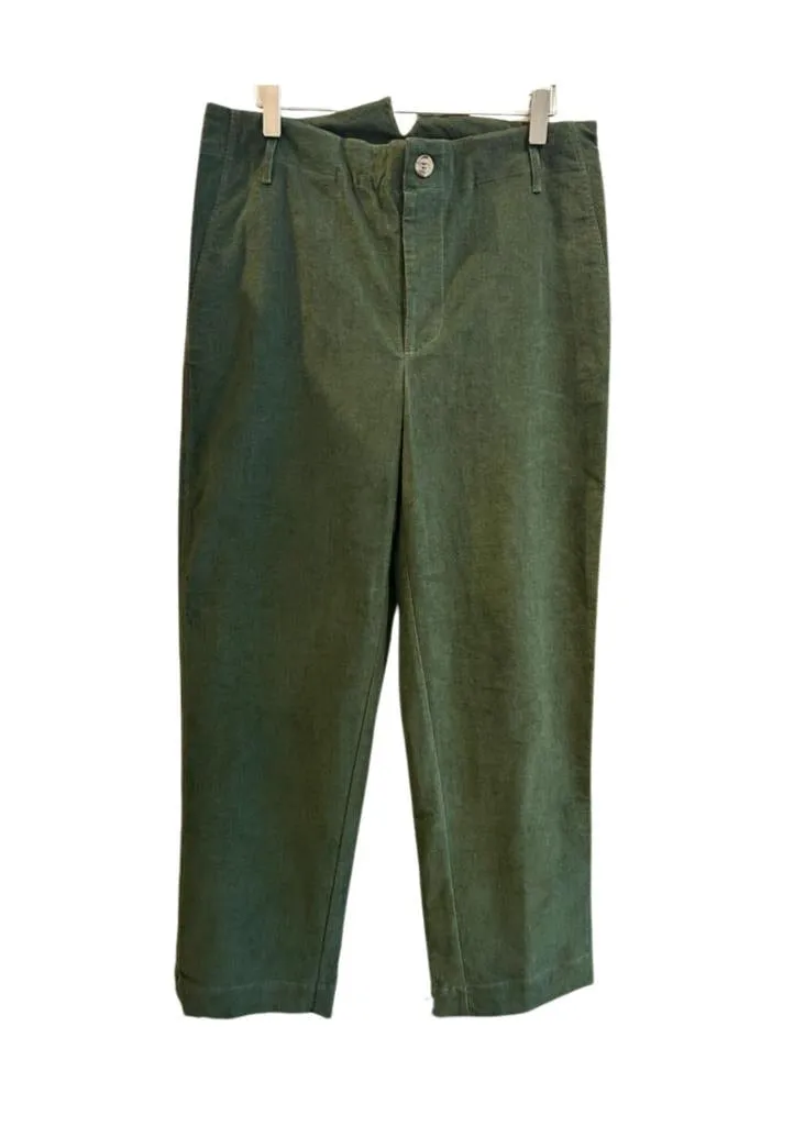 Chive-Green Pincord Chino Trousers