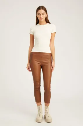 Cocoa Leather Crop Leggings