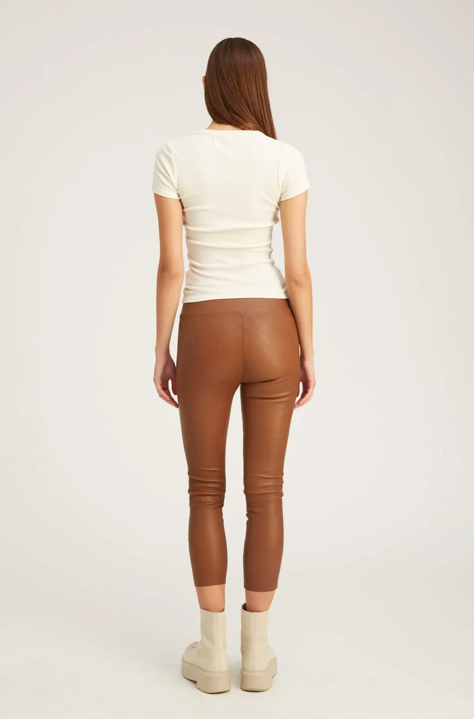 Cocoa Leather Crop Leggings