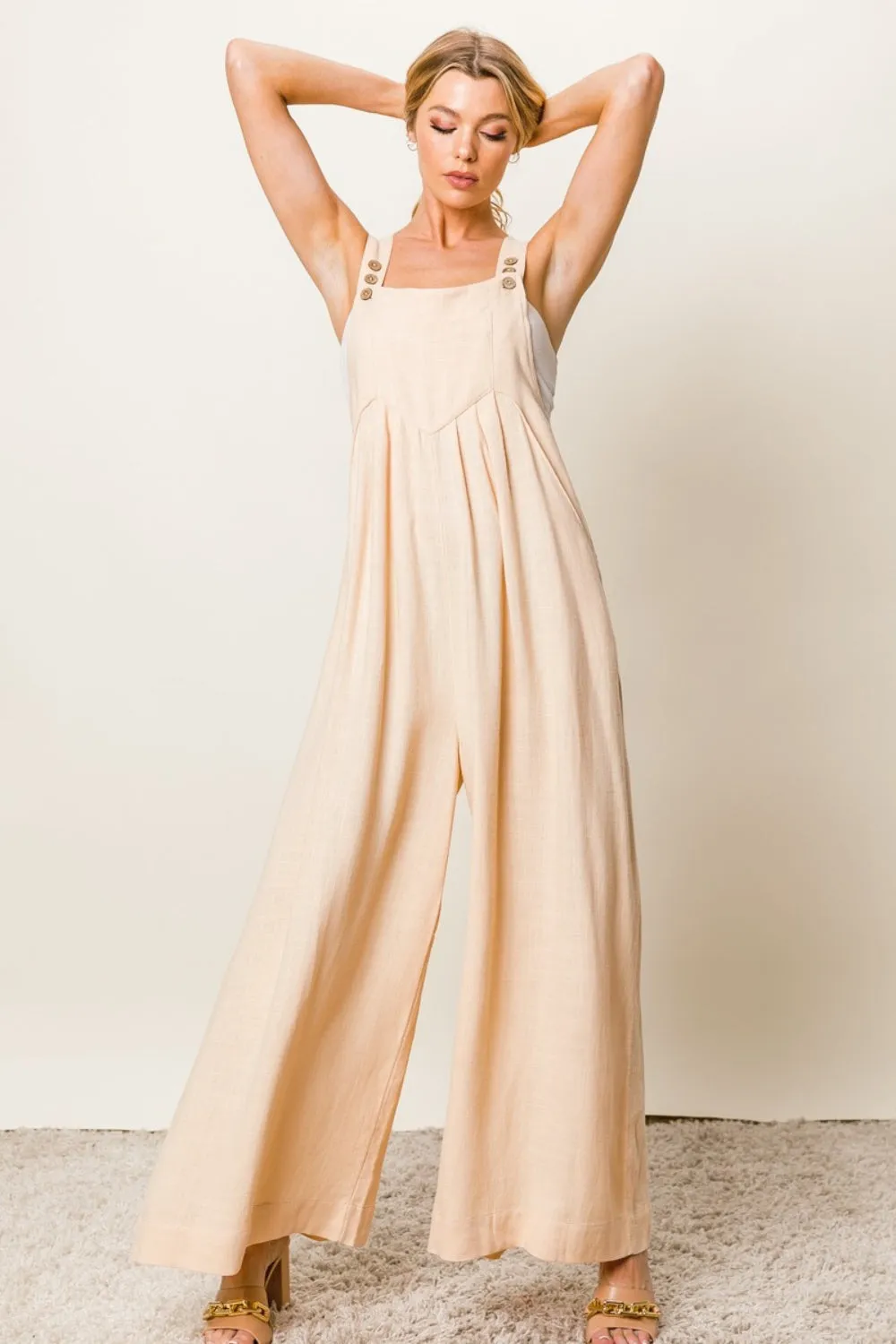 Comfy Textured Wide Leg Jumpsuit