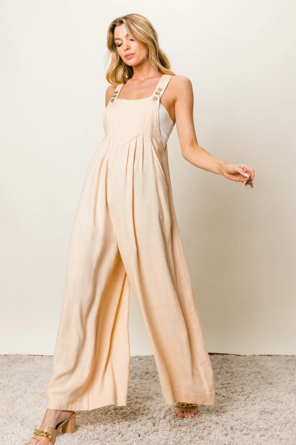 Comfy Textured Wide Leg Jumpsuit