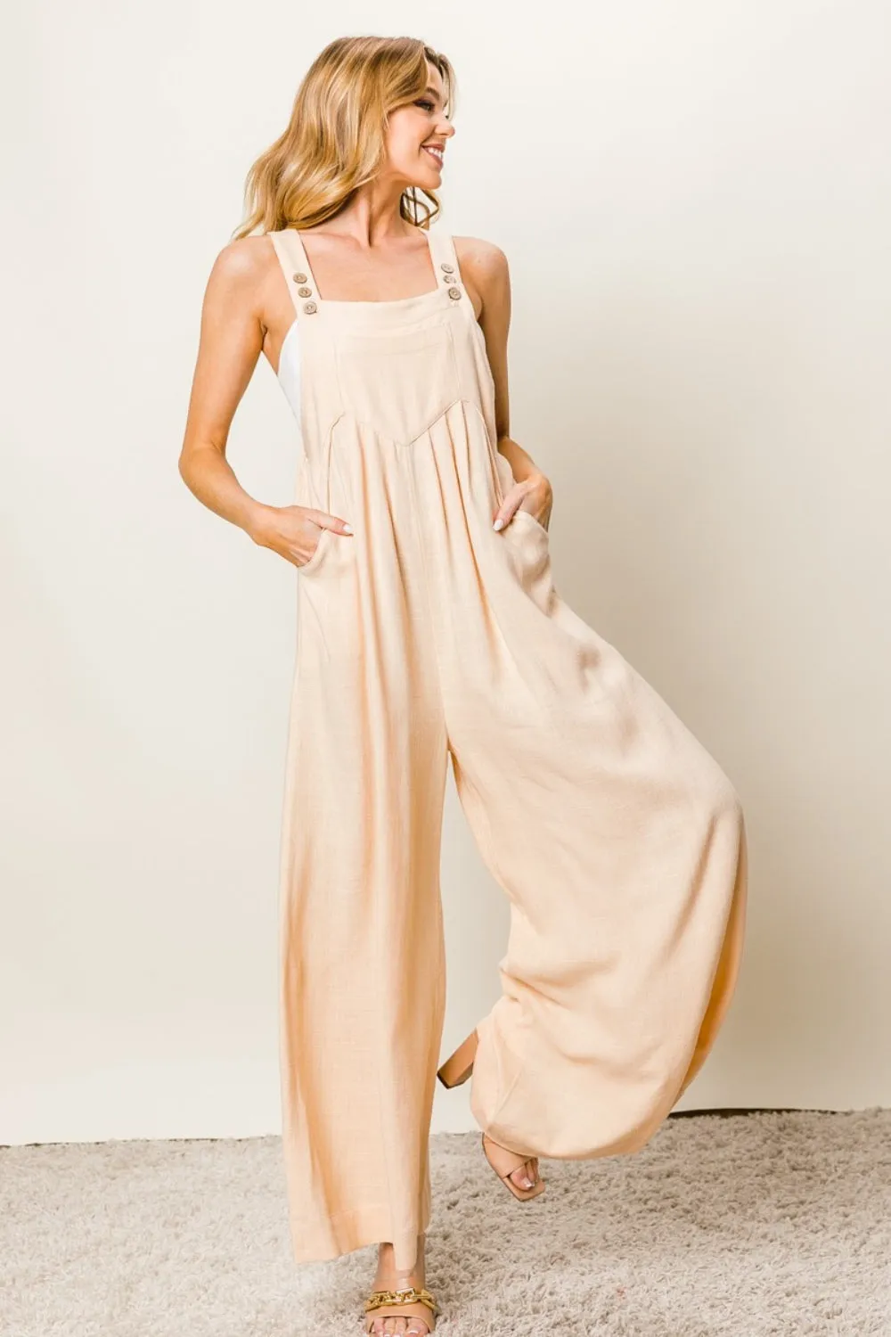 Comfy Textured Wide Leg Jumpsuit