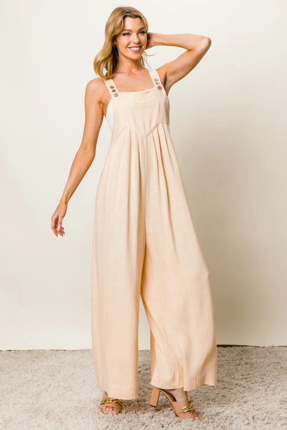 Comfy Textured Wide Leg Jumpsuit