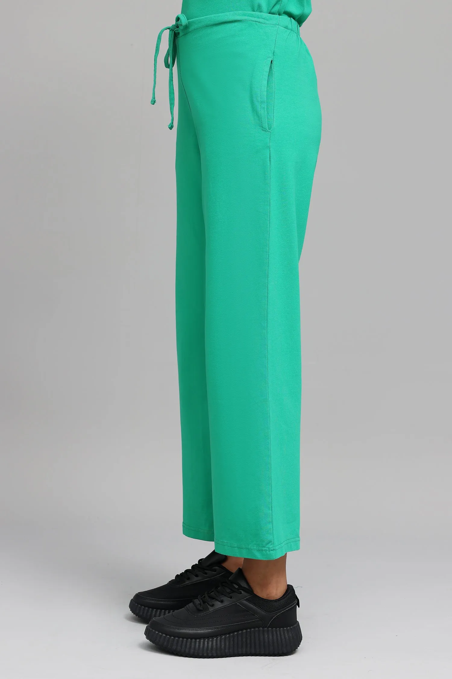 COMFY WIDE-LEG LOUNGE PANTS-EM-GREEN