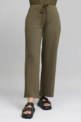 COMFY WIDE-LEG LOUNGE PANTS-OLIVE