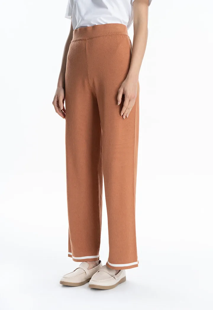 Contrast Lined Hem Hi-Rise Trouser