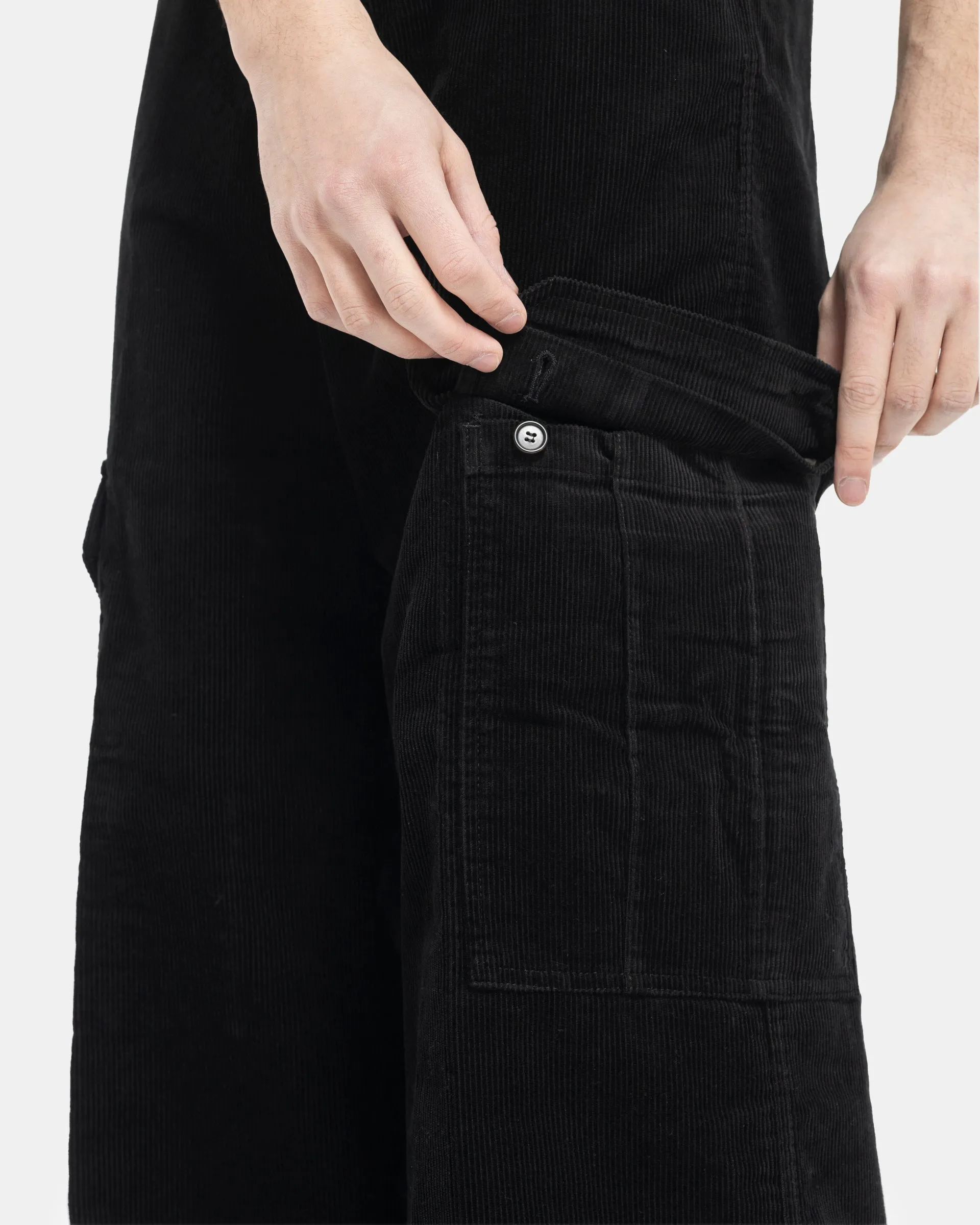 Corduroy Cargo Trousers in Black