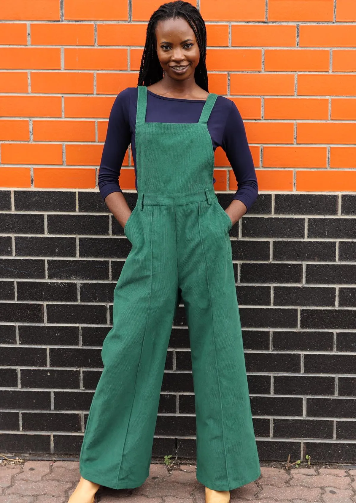 Corduroy Overalls Hunter Green