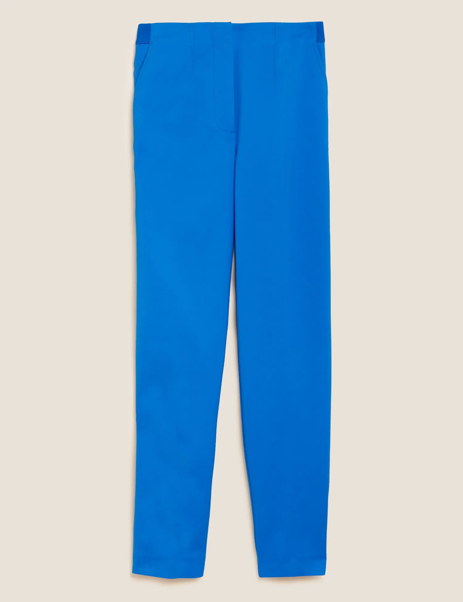 Cotton Blend Slim Fit Ankle Grazer Trousers