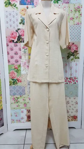 Cream 2-Piece Pants Set YO014