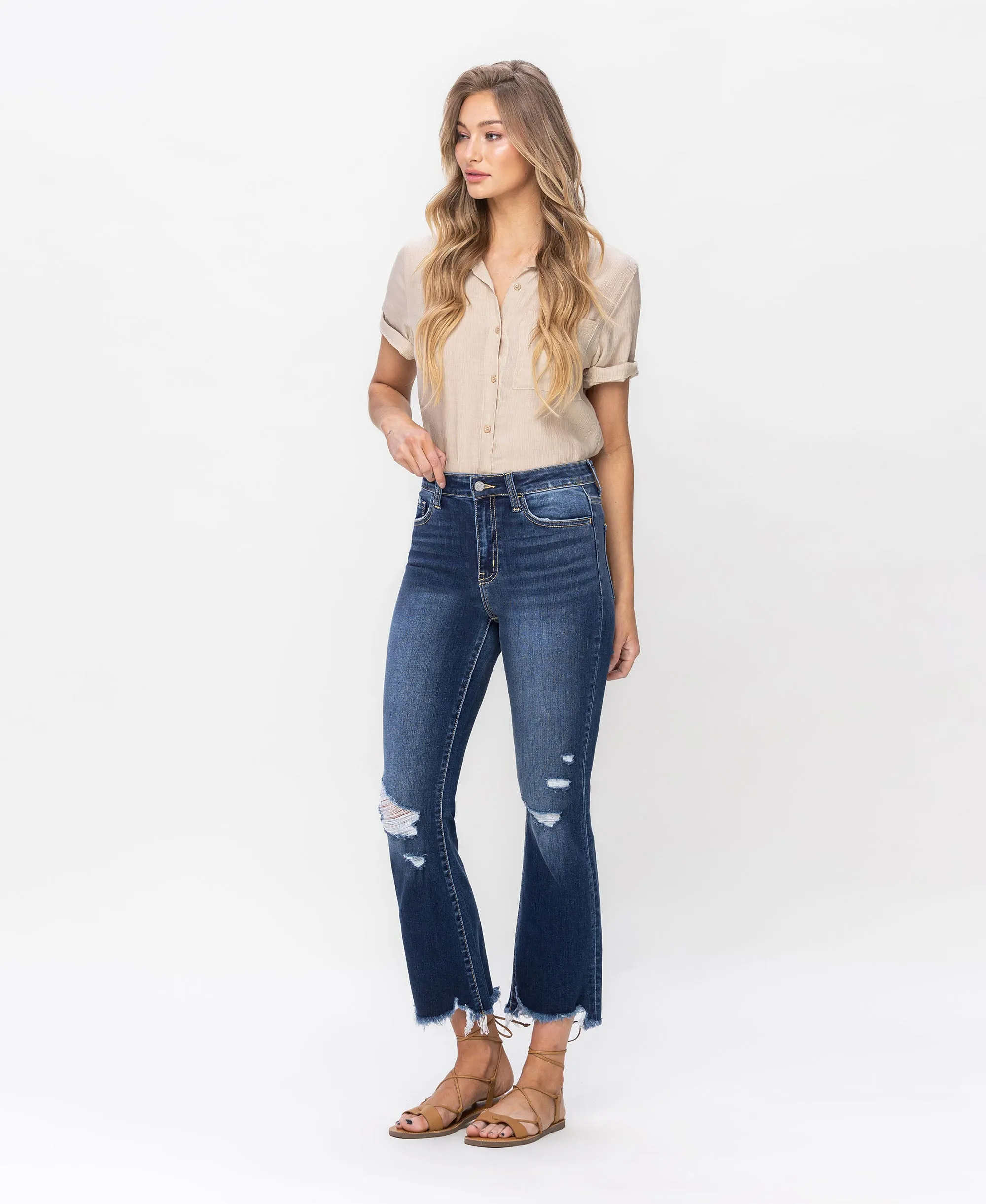 Decumaria - High Rise Crop Flare Jeans