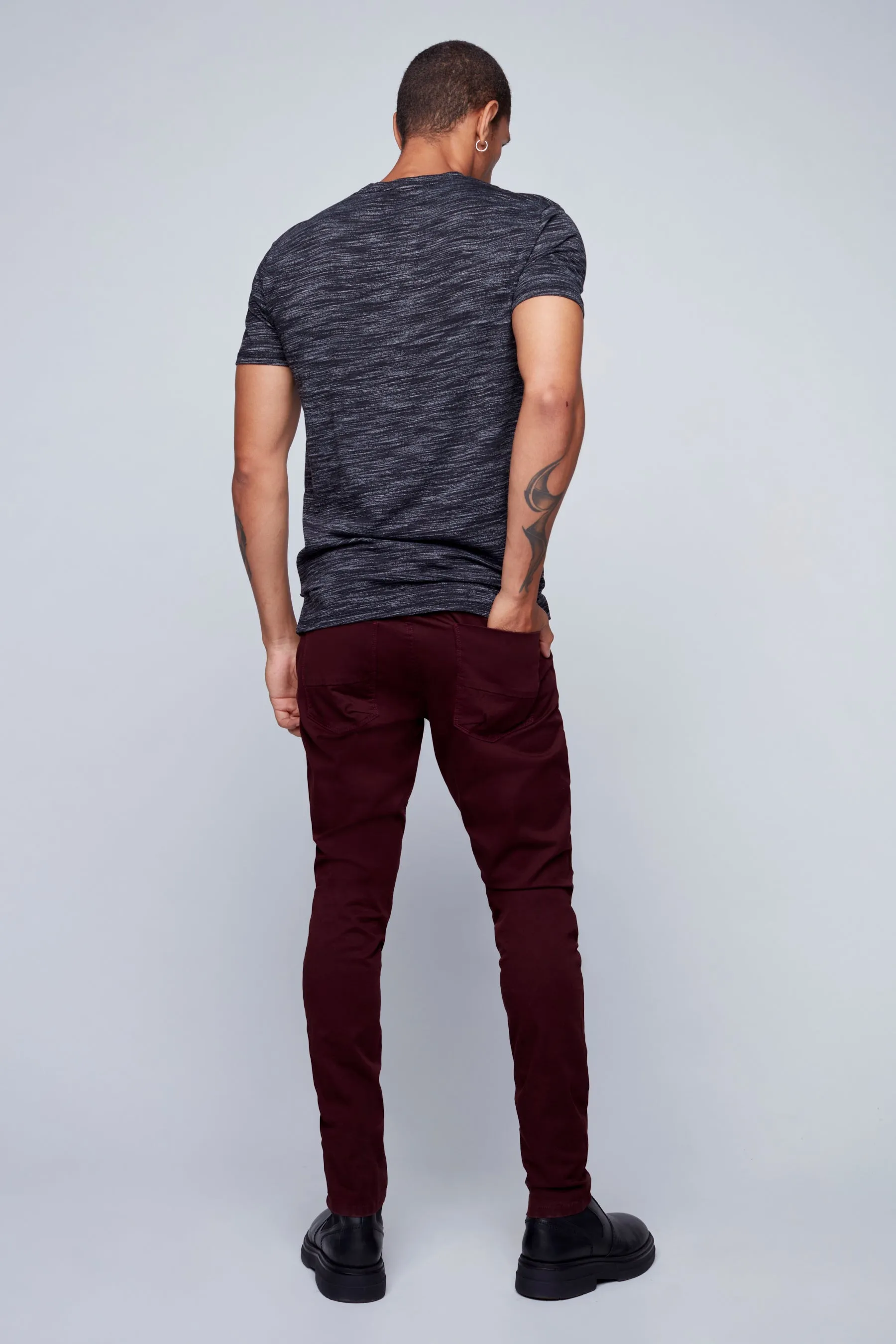 Deluxe 5 Pocket Slim Fit Pintuck Pants - WINE