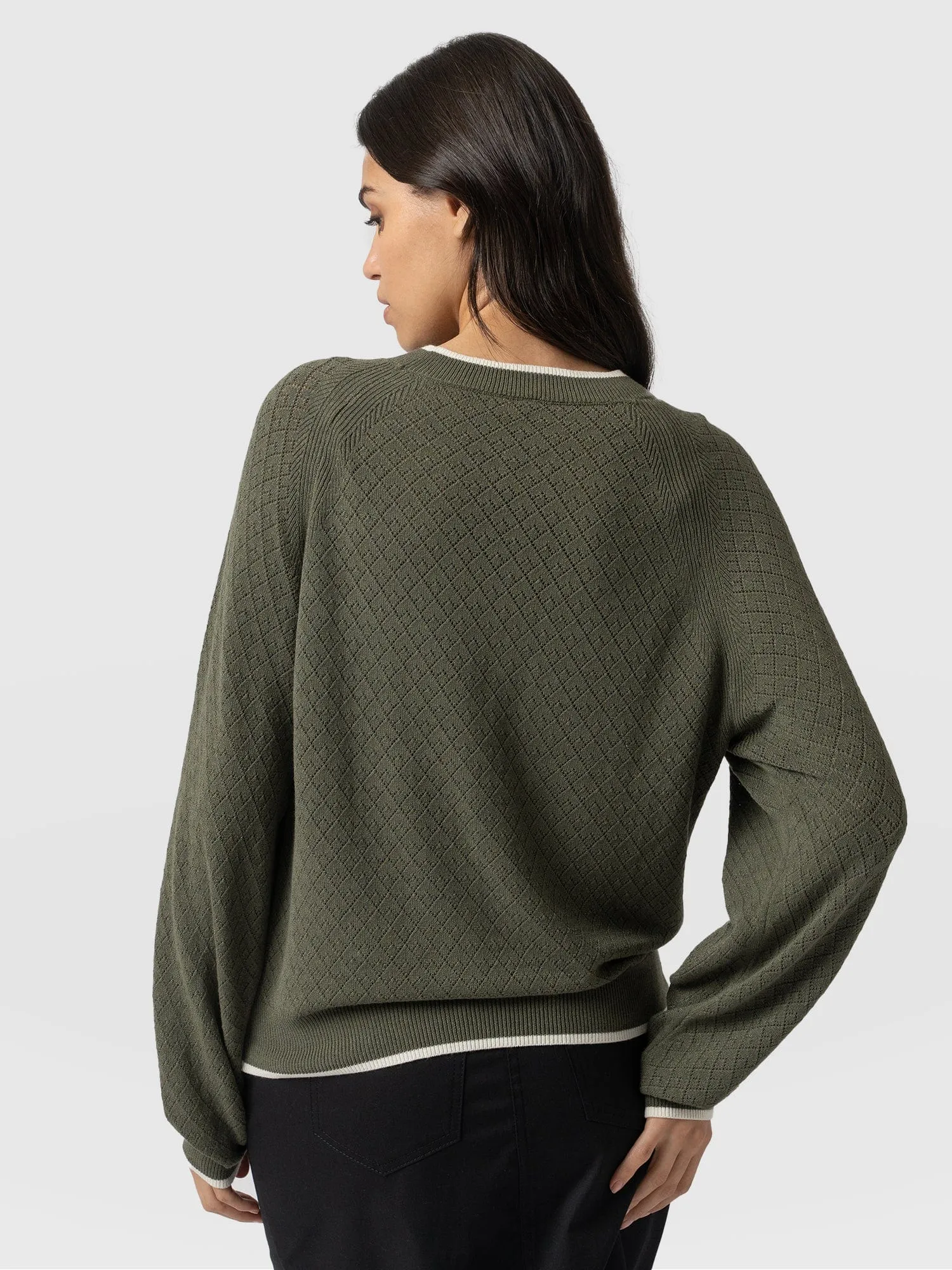 Diamond Knit Jumper - Khaki