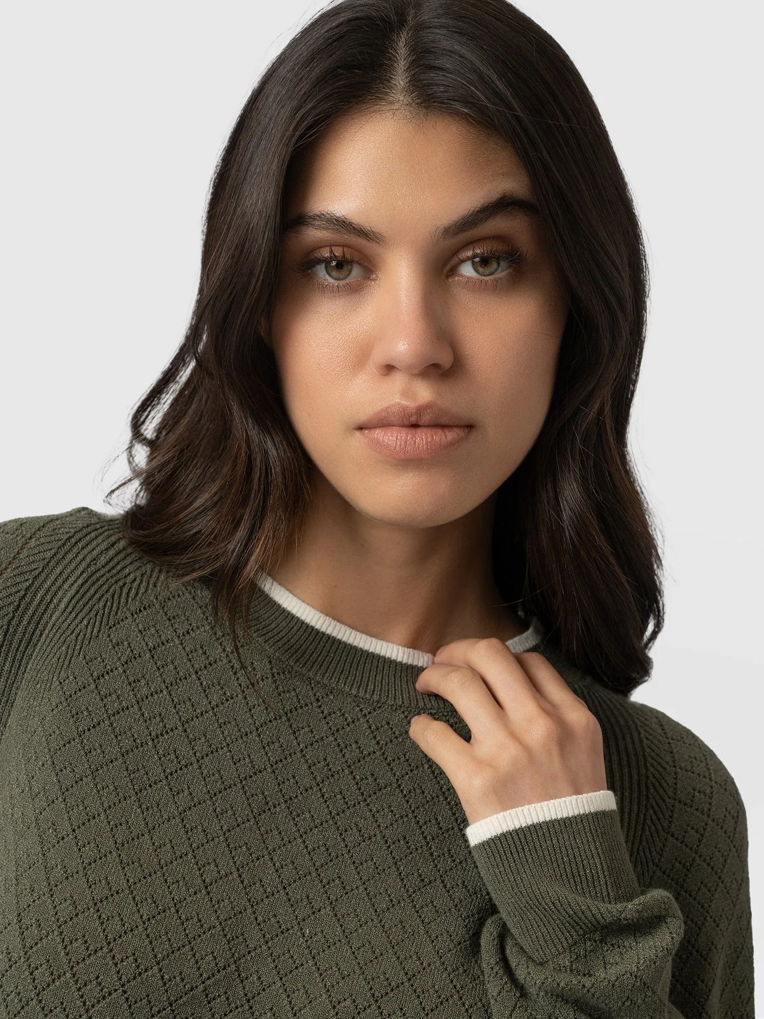 Diamond Knit Jumper - Khaki