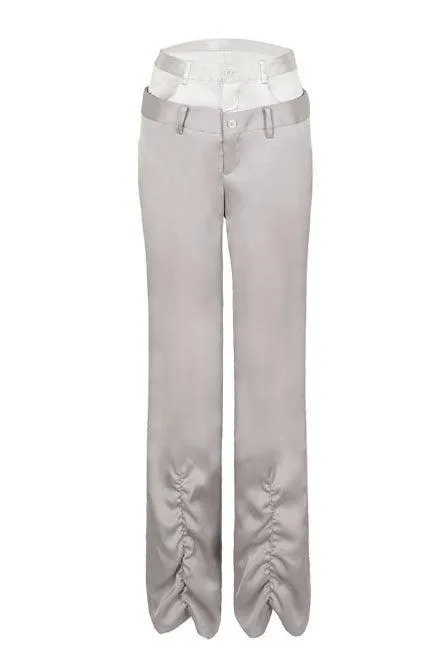 High-Waisted Double Band Flared Trousers for Women