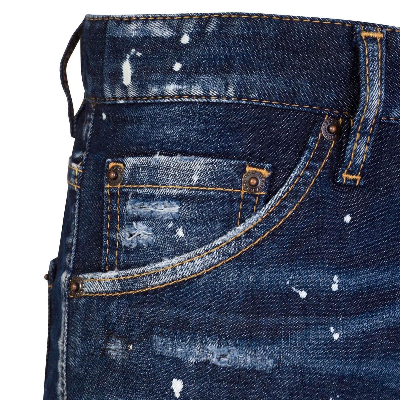 DSQUARED2 'Cool Guy' White Paint Splatter Slim Fit Jeans Blue