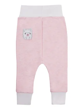 Early Baby Jersey Trousers, Cute Alpaca Design - Pink