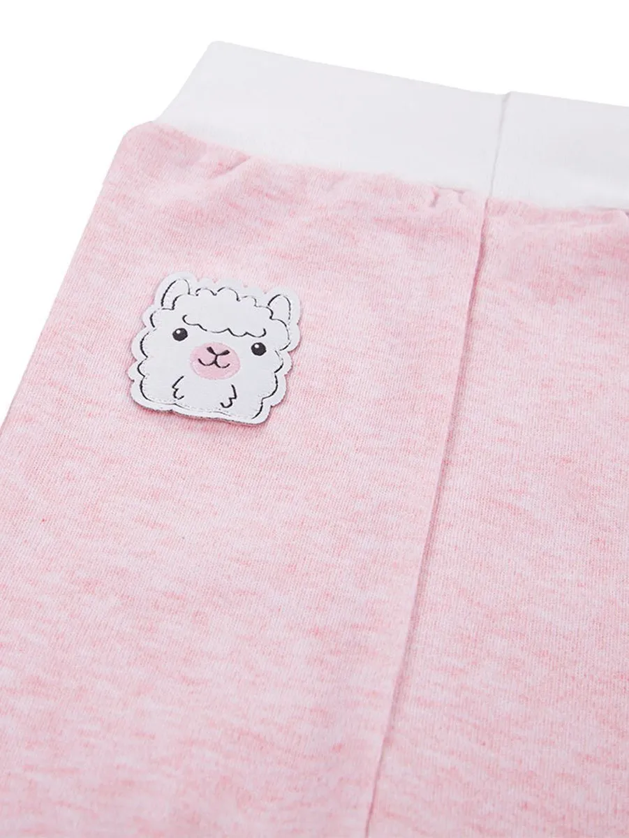 Early Baby Jersey Trousers, Cute Alpaca Design - Pink