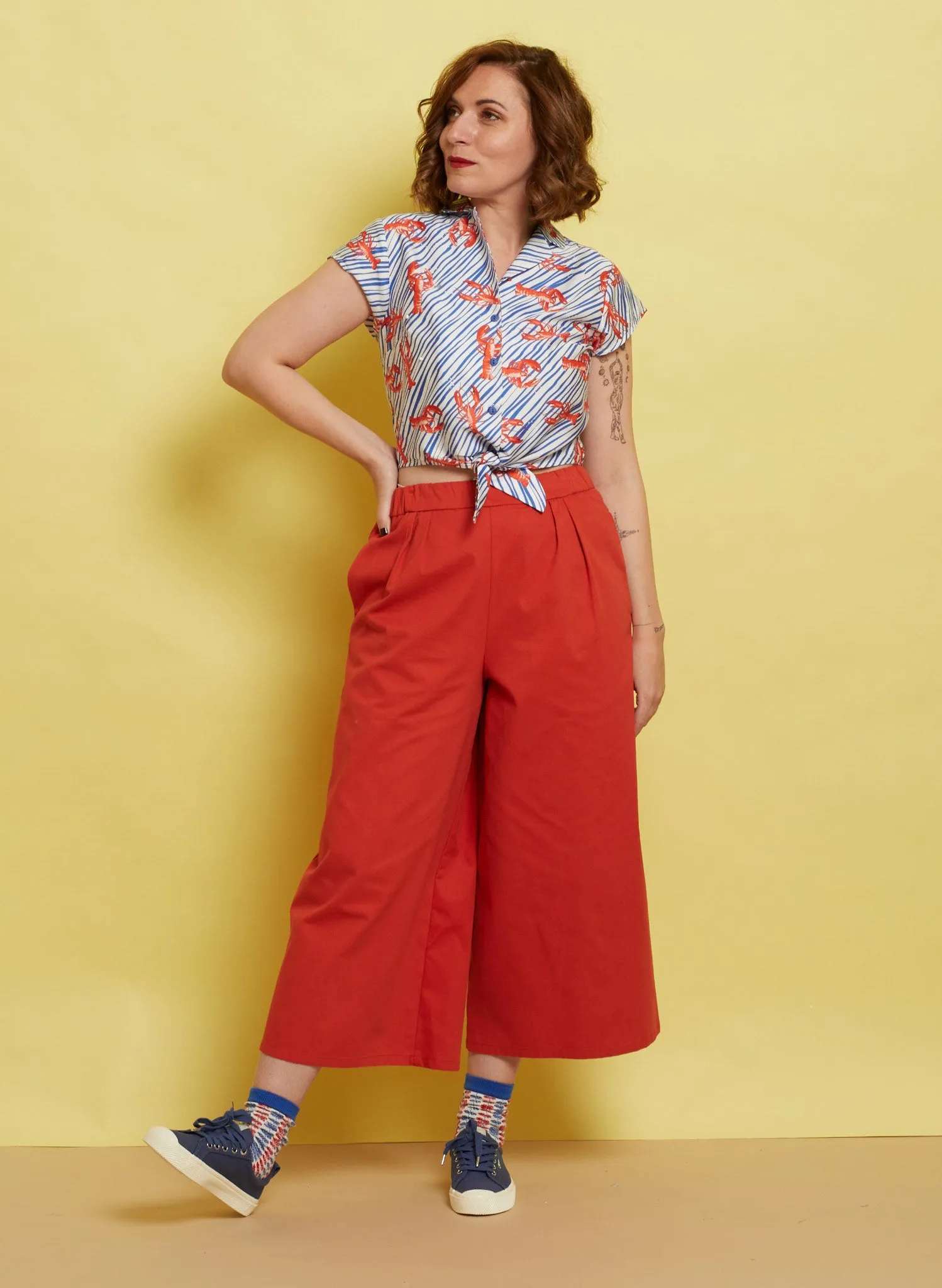 Edith Cropped Trousers - Red Workwear