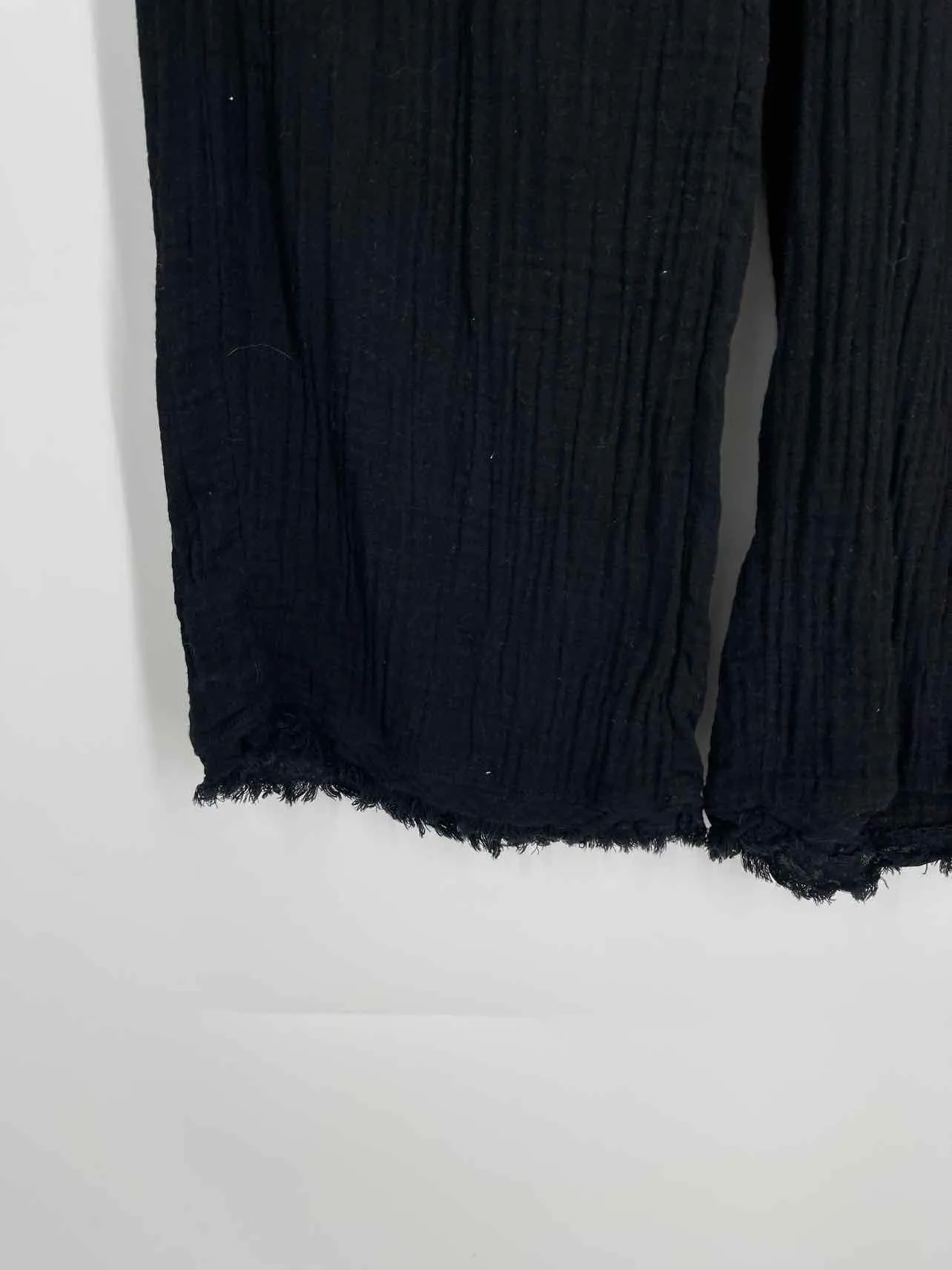 Eileen Fisher Size S Pet Black Frayed Gauze Pants Pants