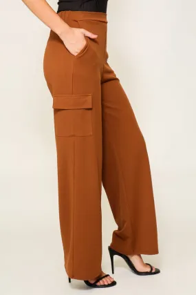 Elastic High Waisted Dressy Cargo Pants