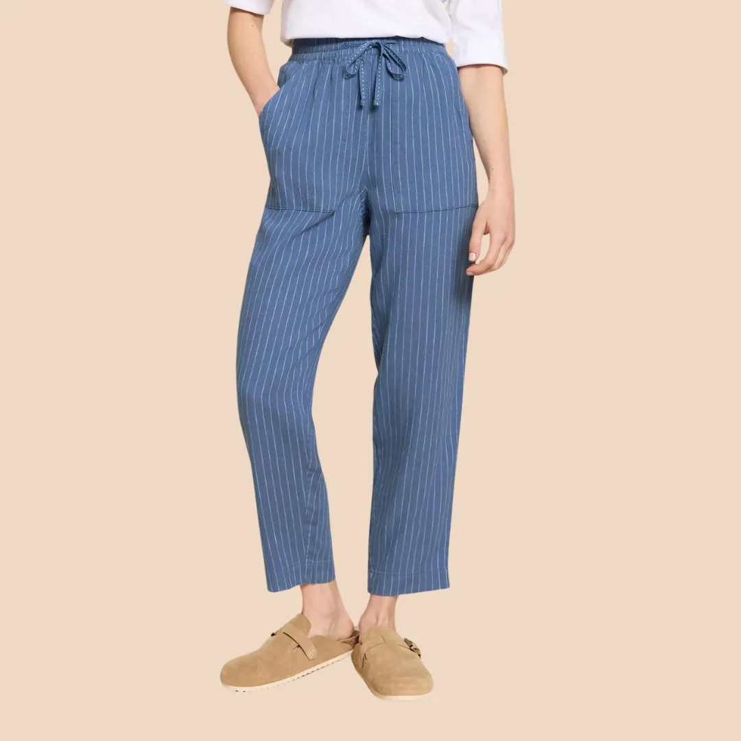 Elle Linen Blend Trouser - Blue Multi