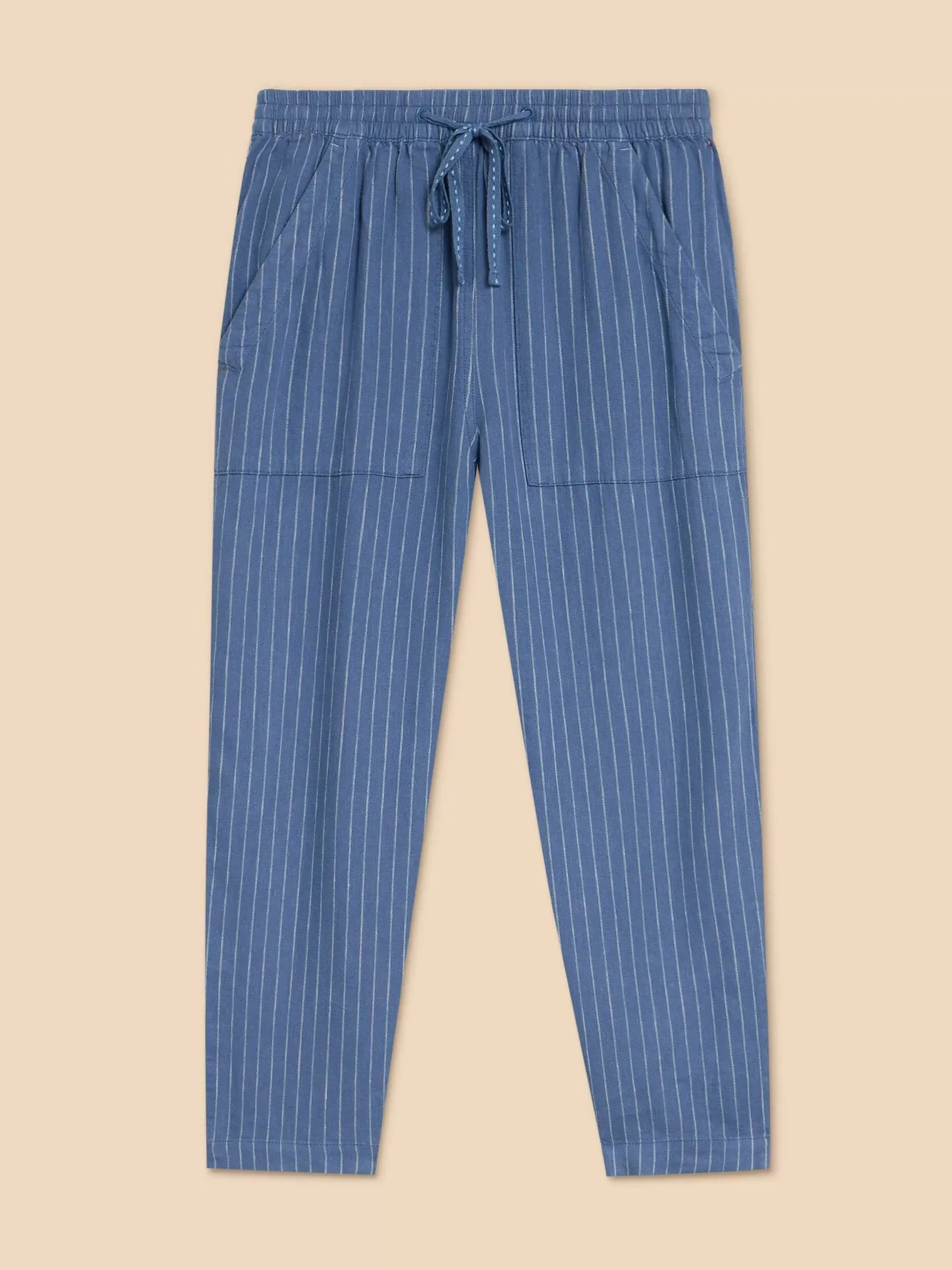 Elle Linen Blend Trouser - Blue Multi