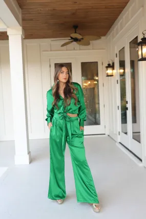 Emerald Satin Pants