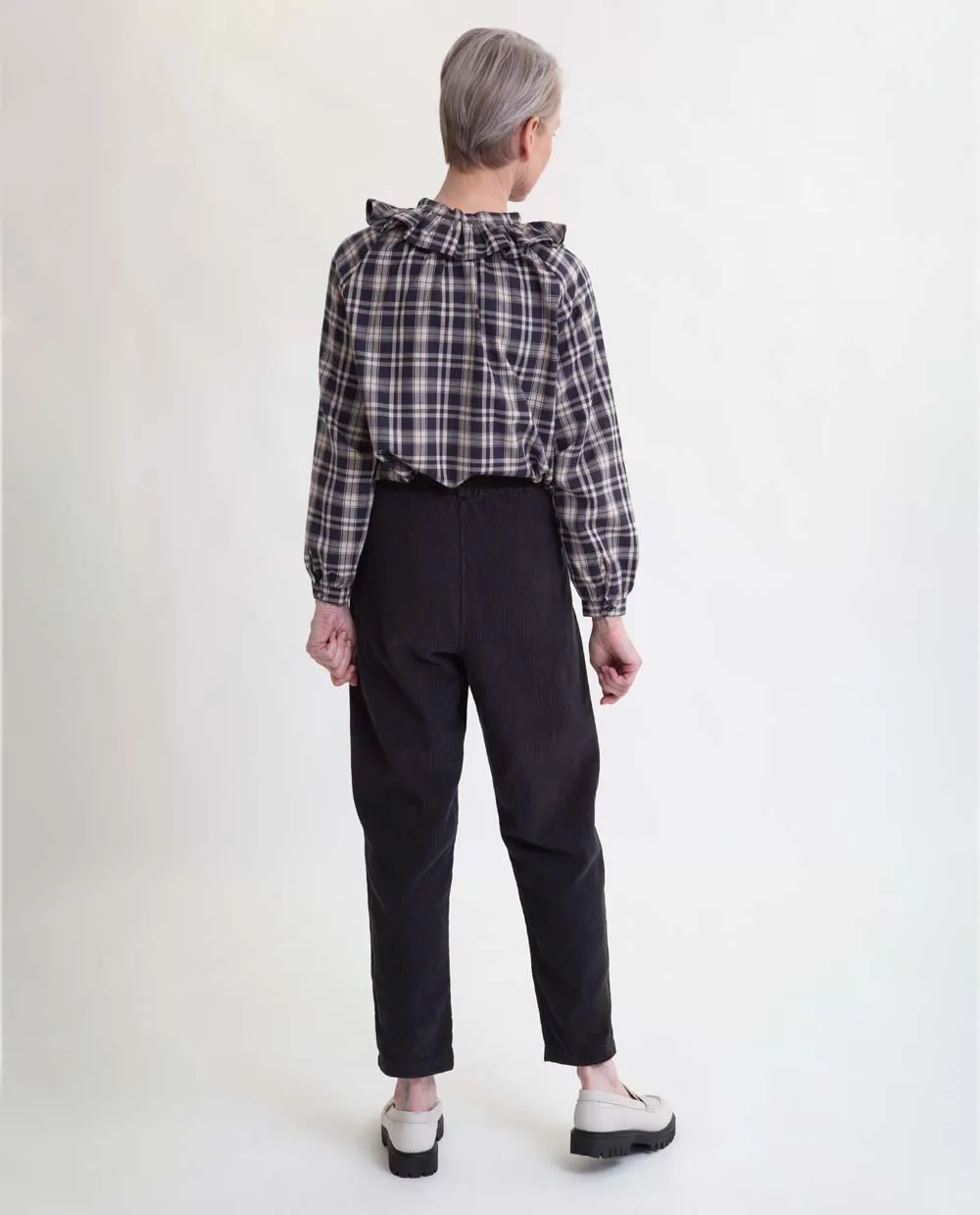 Erica Organic Cotton Cord Trousers In Charcoal