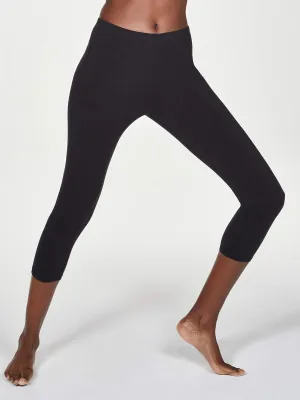 Essential Organic Cotton Cropped Leggings - Black