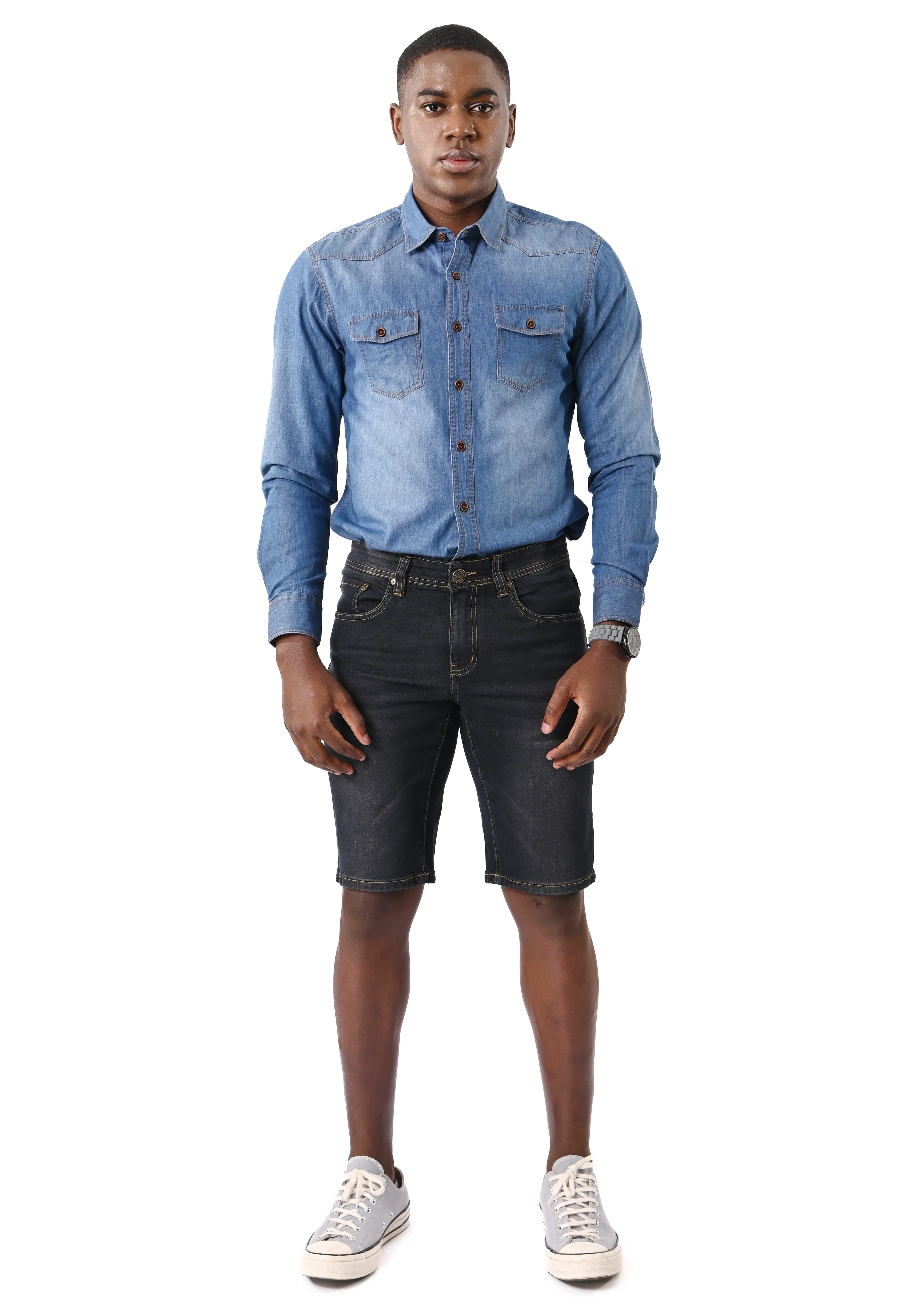 EXHAUST Stretchable Jeans Short Pants [Slim Fit] 1360