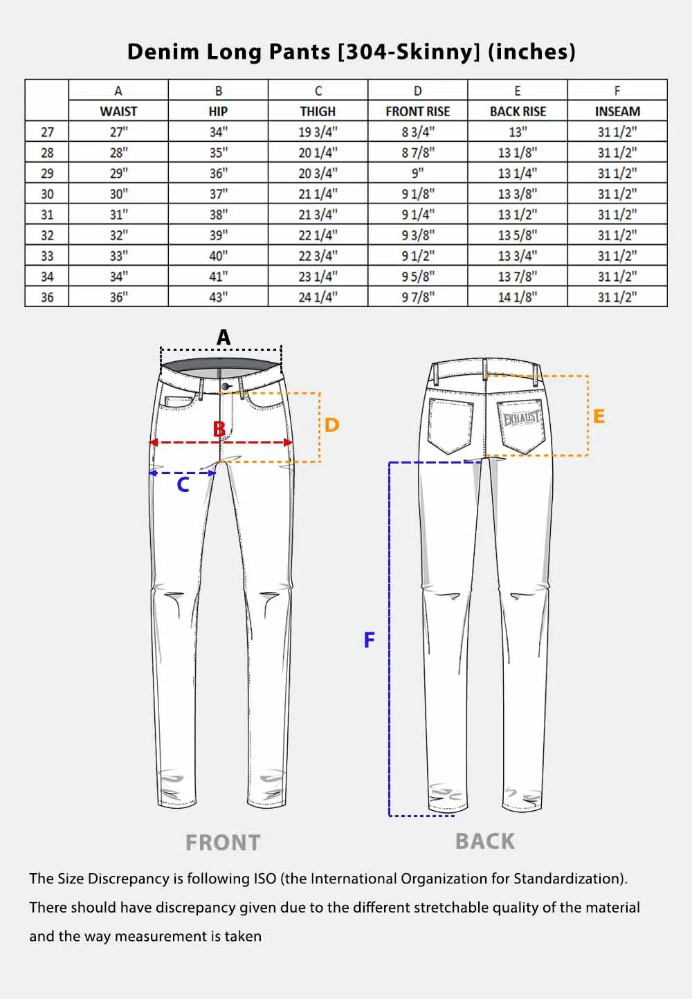 EXHAUST Stretchable Super Slub Jeans Long Pants [304 Skinny] 1278