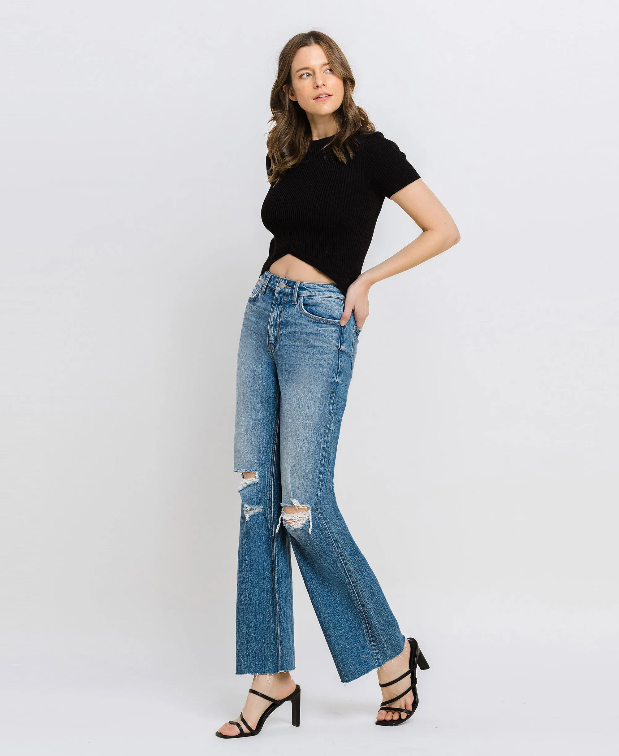 Exuberantly - High Rise Wide Leg Jeans