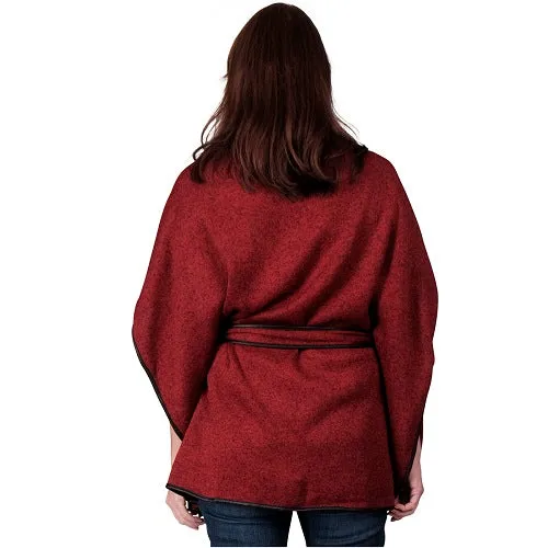 Faux Wool Cape with Belt Closure