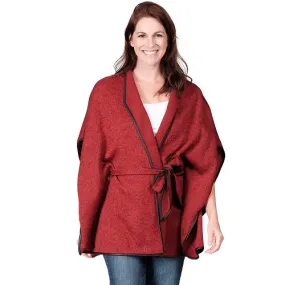 Faux Wool Cape with Belt Closure