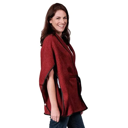 Faux Wool Cape with Belt Closure