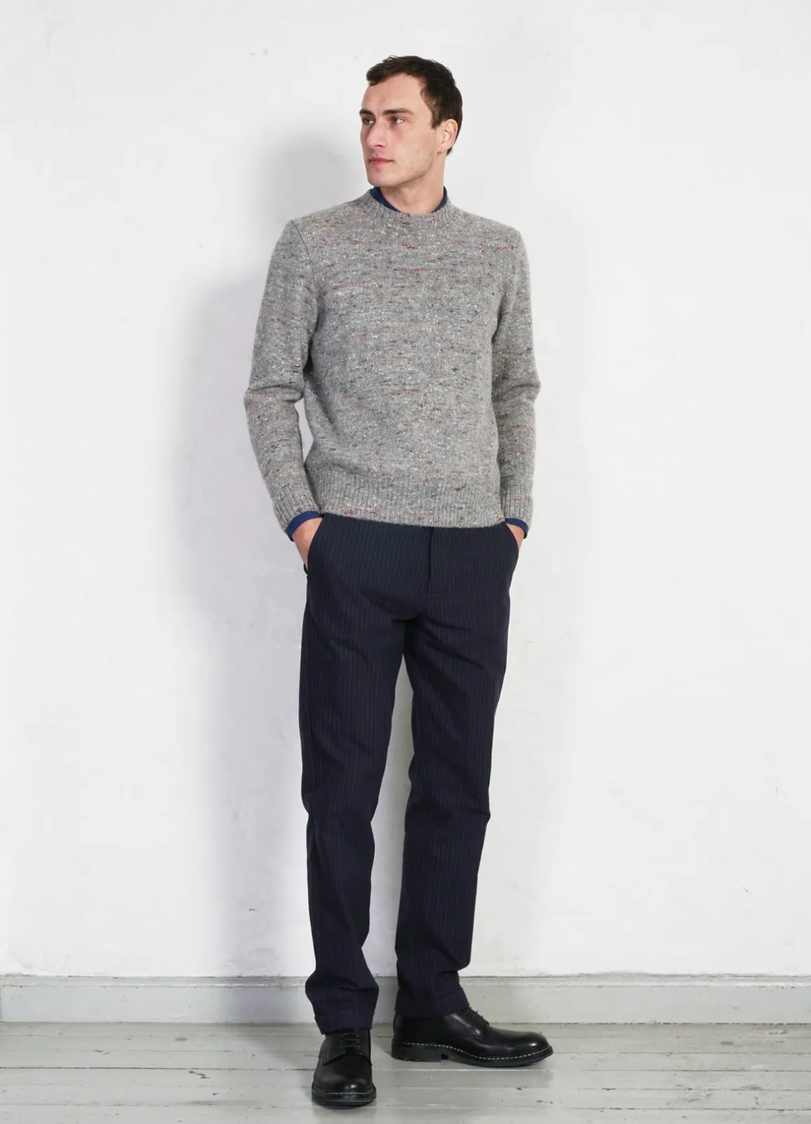 FINN | Side Buckle Regular Trousers | Blue Pin