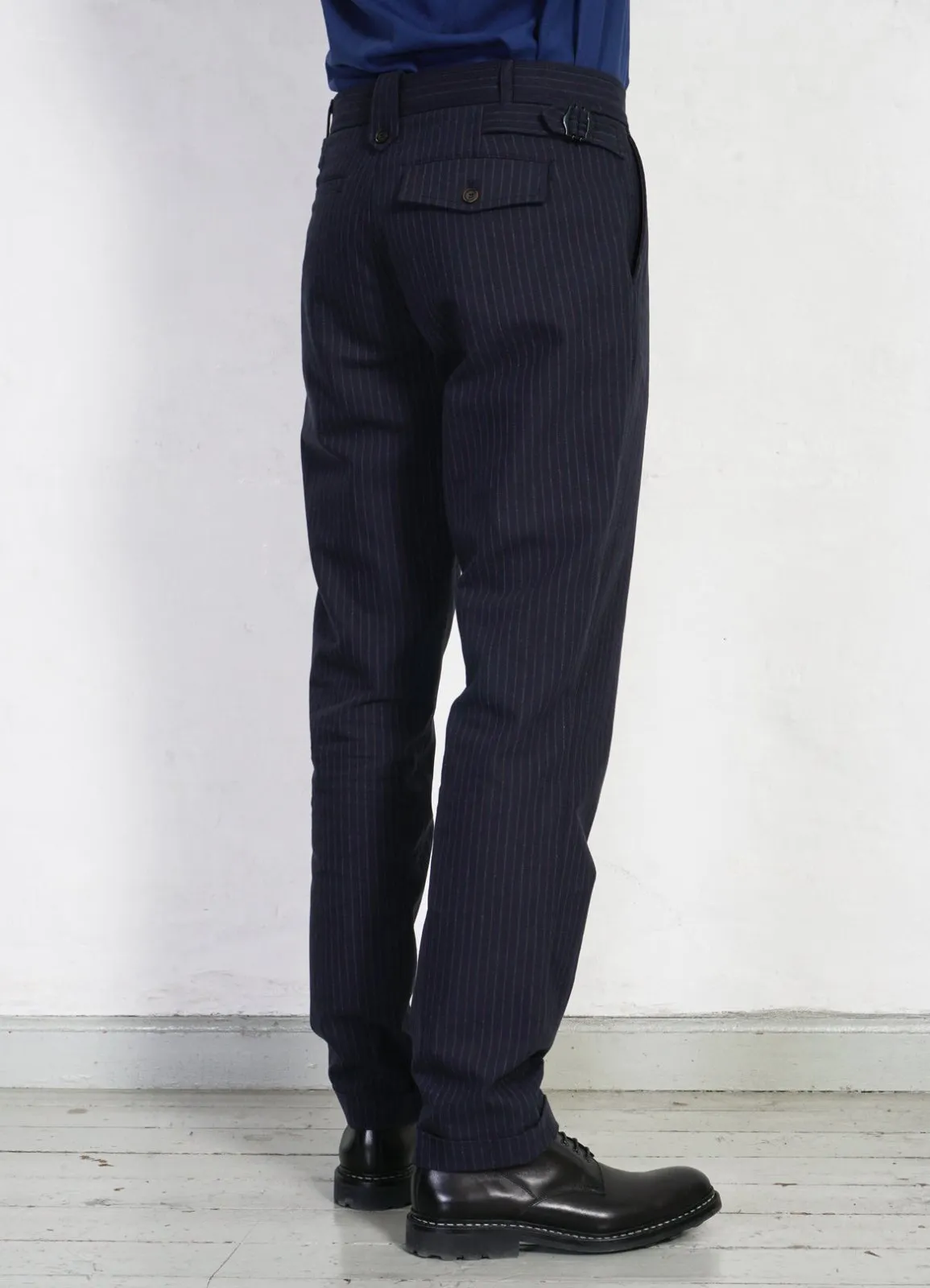 FINN | Side Buckle Regular Trousers | Blue Pin