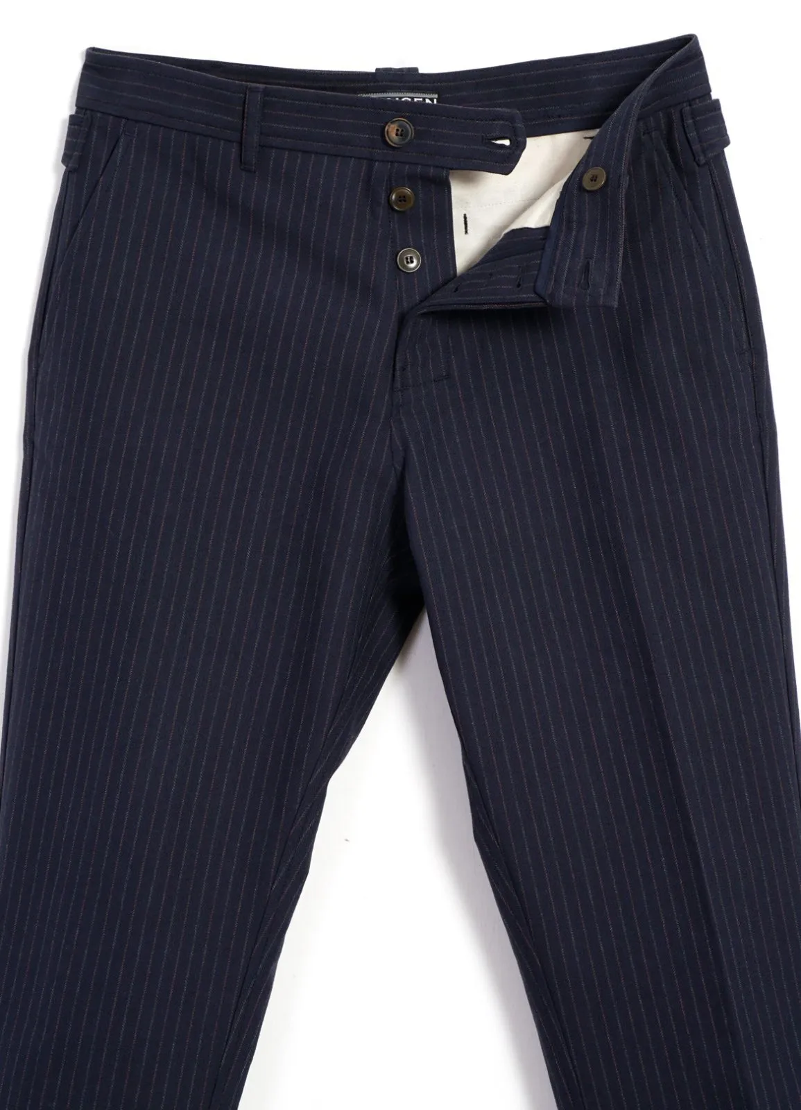 FINN | Side Buckle Regular Trousers | Blue Pin