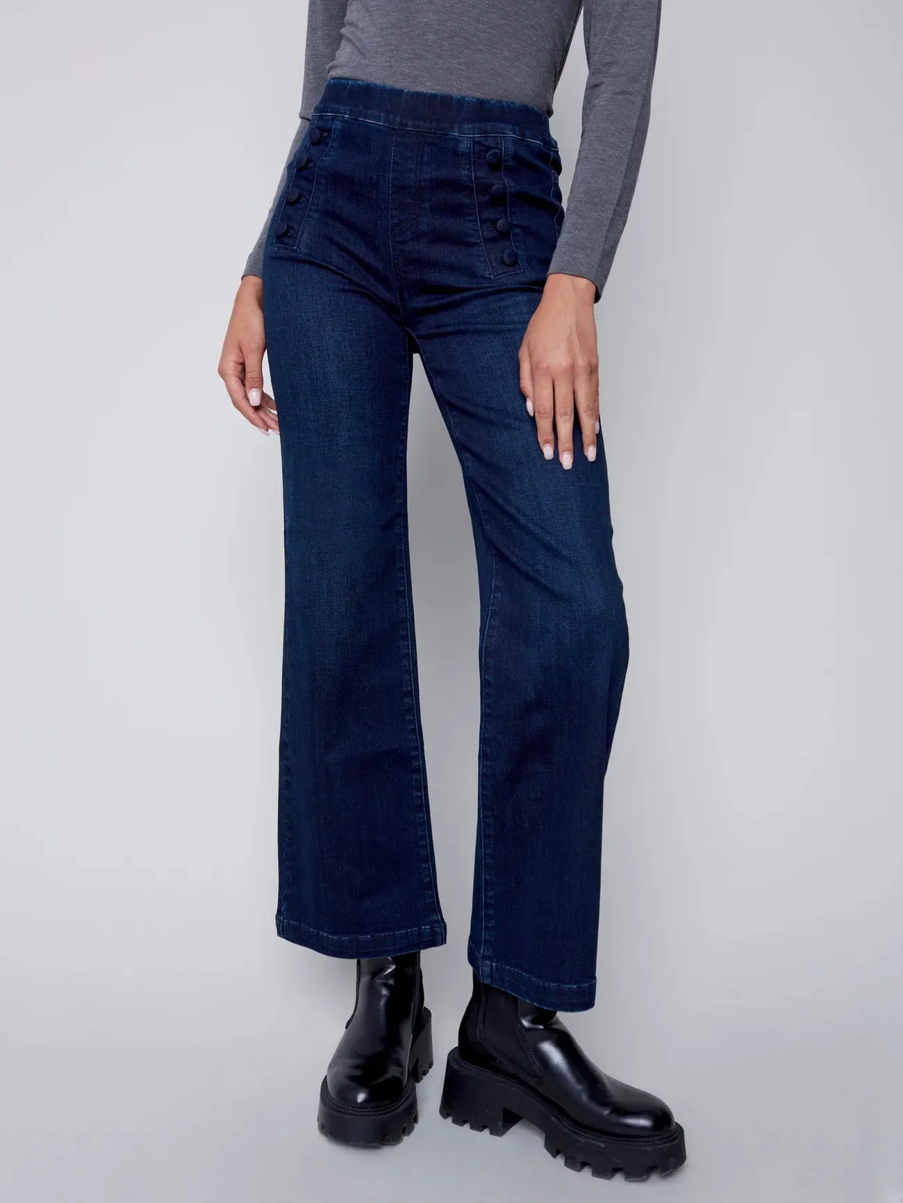 FLARE PANT WITH SIDE BUTTONS