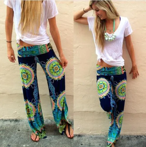 Floral Casual Wide Leg Long Harem Pants