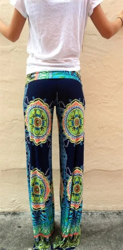 Floral Casual Wide Leg Long Harem Pants