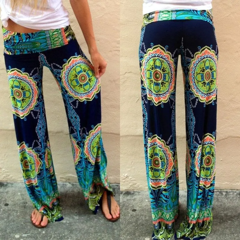 Floral Casual Wide Leg Long Harem Pants