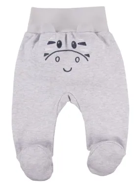 Footed Trousers, Grey With Zebra Face On Rear